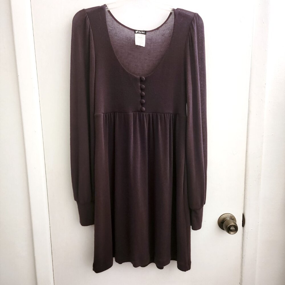 Brown Long Sleeve Baby Doll Dress, Med
